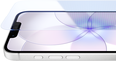 Un iPhone 17e bianco con Ceramic Shield 2 mostrato di fronte e di lato con tasto Azione e tasti del volume