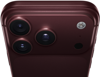 iPhone 18 Pro Max borgogna (rosso scuro) mostrato da dietro, sistema di fotocamere Pro Fusion nella parte superiore, 3 obiettivi, diaframma ad apertura variabile parzialmente chiuso, flash, microfono e scanner LiDAR, mostrati dall’alto, antenna cellulare, lati piatti, bordi arrotondati