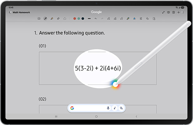 Supporto allo studio su Galaxy Tab S10 FE con S Pen e Google.